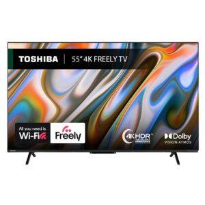 Toshiba 55”UV2F53DBU 4K Smart VIDAA TV, Ultra HD, HDR10, Freely, Disney+, Prime Video, Netflix, Dolby Atmos and Vision, Sound by Onkyo, Works with Alexa and Google Assistant, VIDAA Voice, 2024