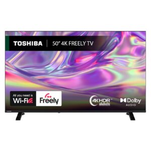 Toshiba 50”UV1563DB 4K Smart VIDAA TV, Ultra HD, HDR10, Freely, Disney+, Prime Video, Netflix, Dolby Audio Processing and Vision, Works with Alexa and Google Assistant, VIDAA Voice 2025